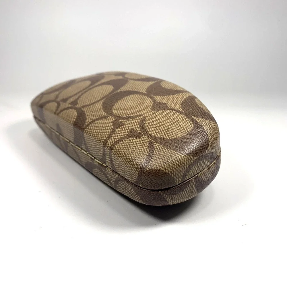 Coach Signature Monogram Sunglasses Case Brown Hard Clamshell - Case Only